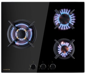 Klarstein Goldflame 3, gázfőzőlap, 3 Messing égő, üvegkerámia