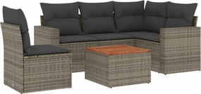 vidaXL 6 részes szürke polyrattan kerti ülőgarnitúra párnákkal
