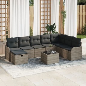 Kerti Kanapé Szett párnával 9 pcs Szürke 287,5 x 177,5 x 85 cm