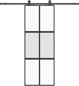 vidaXL fekete edzett üveg tolóajtó fémszerelék szettel 76x205 cm