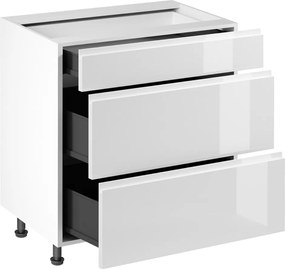 Alsószekrény, fehér/fehér extra magasfényű HG, AURORA D80S3