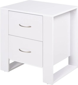 HOMCOM éjjeli szekrény 2 fiókkal, lábakkal és megemelt alappal, modern stílusban, 48x39x54 cm Fehér | Aosom