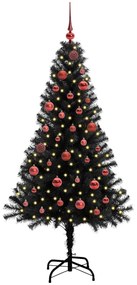 Karácsonyfa 150 LED-del állvánnyal Fekete 150 cm PVC