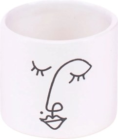 Modern kerámia kaspó fedél Face arc mini fehér 7,5 cm