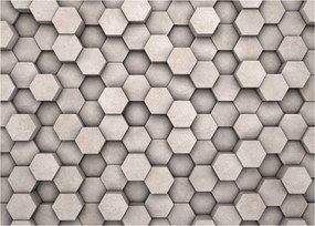 Kép - Hatszögek beton kivitelben (üvegen) (70x50 cm)