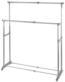 Szürke fém teleszkópos-gurulós ruhatartó állvány Twin – Wenko