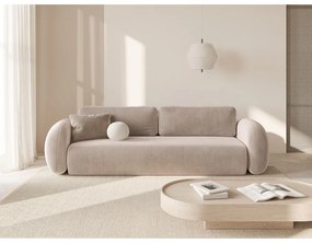 Bézs bársony kinyitható-tárolóhelyes kanapé 262 cm Tonale – Cosmopolitan Design