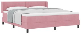 Boxspring Ágy Matrac Fészek Rózsaszín 180x200 cm Bársonyos