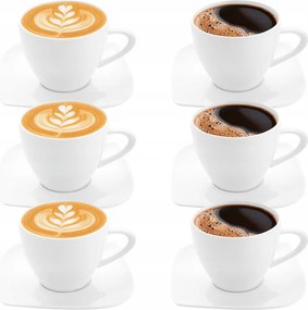 Csésze Szett Aljjal Porcelán Kávéscsésze 300ml 6db Fehér