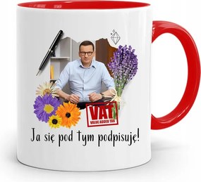 Piros Politikus Bögre Mateusz Morawiecki Miniszterelnök fényképes nyomtatással