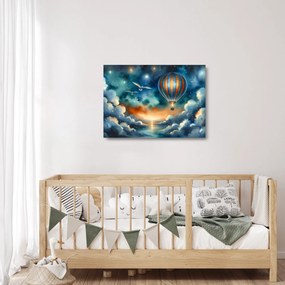 Üveg kép - Repülés az éjjeli ég alatt (70x50 cm)