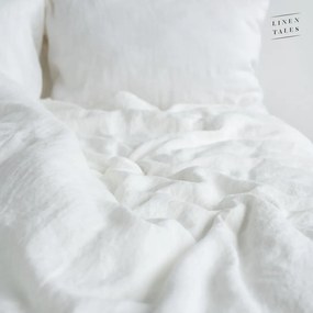 Fehér kétszemélyes len ágyneműhuzat 200x200 cm White – Linen Tales