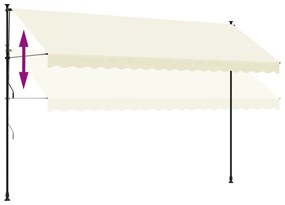 krémszínű szövet és acél feltekerhető napellenző 400 x 150 cm