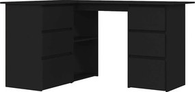 vidaXL fekete szerelt fa sarok íróasztal 145 x 100 x 76 cm