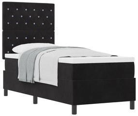 Boxspring Ágy Matraczal Fekete 80x200 cm Bársony