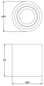 Lámpa Mennyezeti lámpatest AVEIRO BIS, max. 250V, 50/60Hz, 80x90mm, IP20, max 20W, kör, fekete