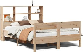 vidaXL tömör fenyőfa könyvespolcos ágy matrac nélkül 150 x 200 cm
