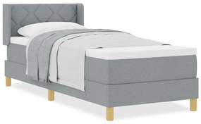 Boxspring ágy matraccal, világosszürke, 80 x 200 cm, szövet