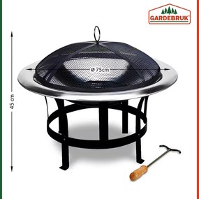 monzana® Rozsdamentes acél kandalló Ø75 cm