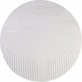 Kerek szőnyeg 120cm a nappaliba,modern krémszínű minta puha hajjal