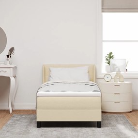 Boxspring Ágy Matraccal, Krém szín, 90 x 200 cm, Szövet.
