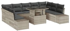 vidaXL Kerti Kanapé Szett párnával tárolóval 10 pcs Világosszürke