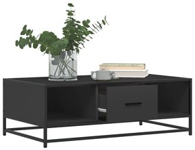Fekete szerelt fa és fém dohányzóasztal 100 x 57 x 35 cm