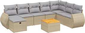 vidaXL 9 részes vegyes bézs polyrattan kerti ülőgarnitúra párnákkal
