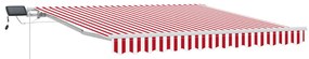 Kézi Behúzható Napernyő LED-del Piros és Fehér 300x250 cm