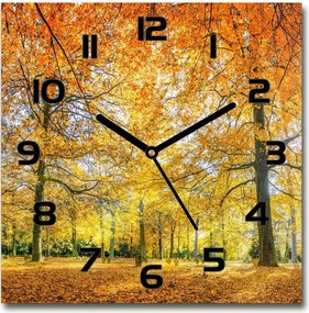 Négyzet alakú csendes üveg óra Őszi erdő 30x30