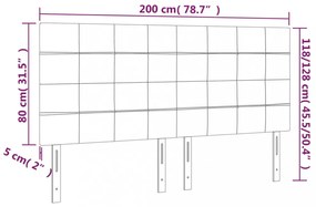 világosszürke bársony LED-es fejtámla 200x5x118/128 cm
