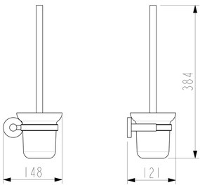 SAPHO XR323 X-Round fali WC kefe, tejüveg, sárgaréz