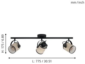 Eglo 43495 - Spotlámpa RUSCOMB 3xE27/10W/230V