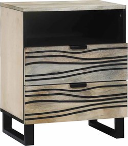 vidaXL Éjjeliszekrény Fehér és fekete 50 x 33 x 62 cm Tömör akácfa