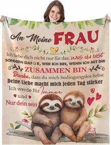 Polár takaró lajhárokkal ajándék 130 x 150 cm házassági évfordulóra neki