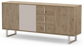 Szürke-natúr színű alacsony komód tölgyfa dekorral 180x80 cm Millay – Marckeric