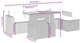 6 részes szürke polyrattan kerti ülőgarnitúra párnákkal