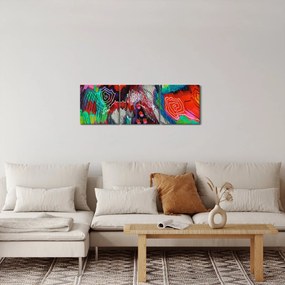 Absztrakt kép - színek (órával) (90x30 cm)