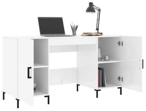 vidaXL magasfényű fehér színű szerelt fa íróasztal 140 x 50 x 75 cm