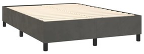 sötétszürke bársony rugós és LED-es ágy matraccal 140x190 cm