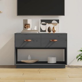 szürke tömör fenyőfa TV-szekrény 90 x 40 x 60 cm