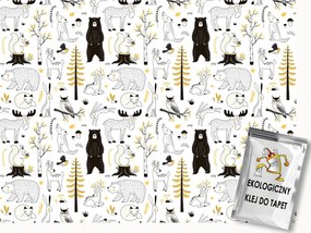 Fotótapéta Flizelina Gyerekek Erdő Állatok Mackó Szarvas Bagoly Róka 200x140 ragasztó