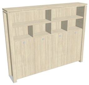 Verno+ S magas gardrób 260 x 46 x 210 cm, polccal, akác / vanília