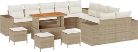 vidaXL Kerti Kanapé Szett párnával 14 pcs Beige és krém polirattan