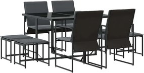vidaXL Kert étkező szett 9 pcs Fekete Acél