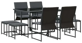 vidaXL Kert étkező szett 9 pcs Fekete Acél