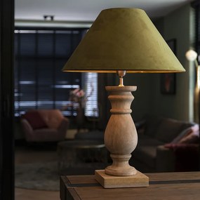 Vidéki asztali lámpa velúr árnyalatú mohazöld 50 cm - Macskagyökér