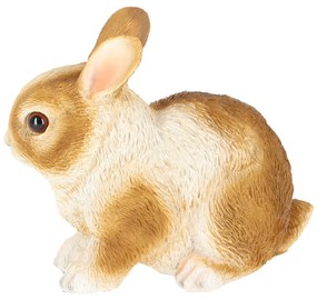 Törpenyúl polyresin szobor, tarka, kültéri és beltéri dekorációs kiegészítő