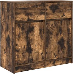 vidaXL füstölt tölgy szerelt fa tálalószekrény fiókos 80x34x76 cm