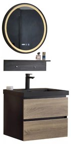 Blackwood 80 komplett fürdőszoba bútor fali mosdószekrénnyel, fekete mosdóval és tükörrel